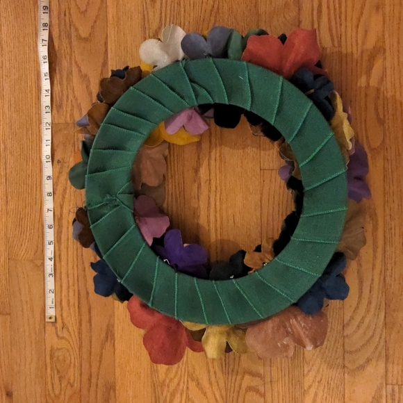NEW! Handmade Leather Flower Rosette Wreath-14"  Multicolor - Picture 6 of 6